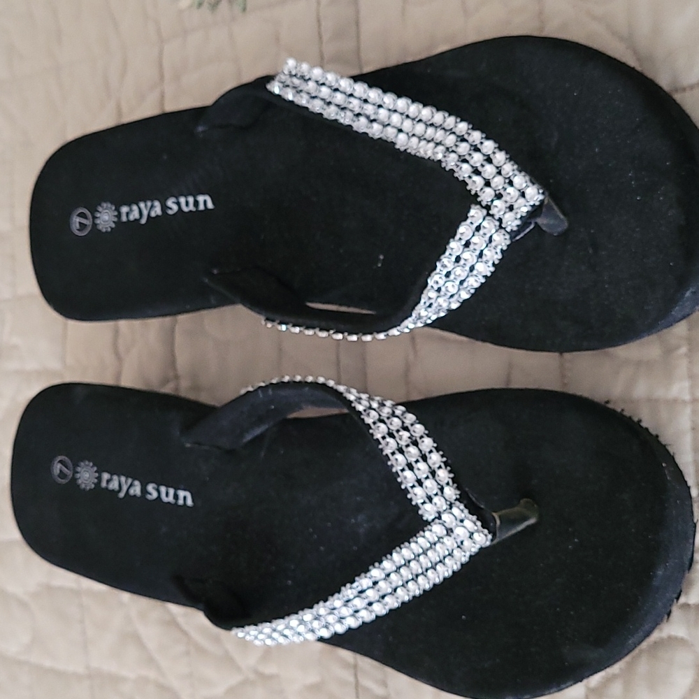 Rhinestone wedge sandals